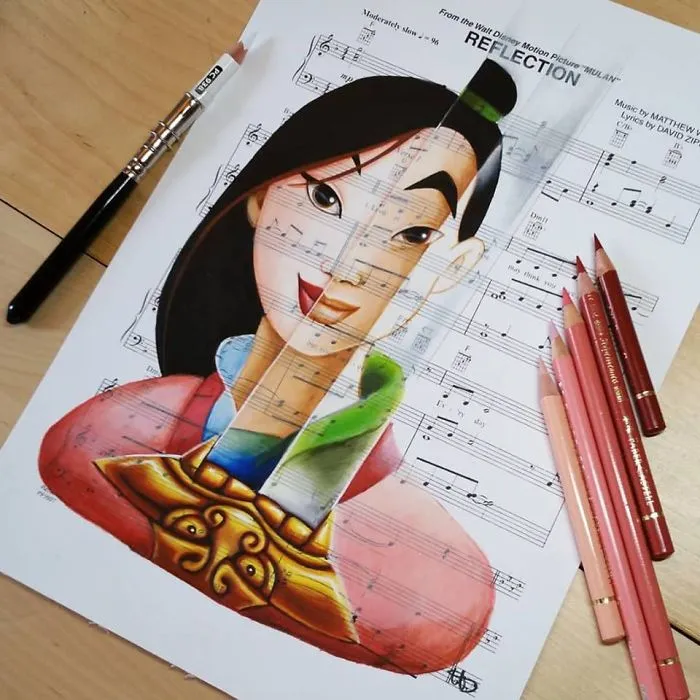 I Draw Scenes From Famous Animated Movies On Music Sheets Of Their Theme Songs