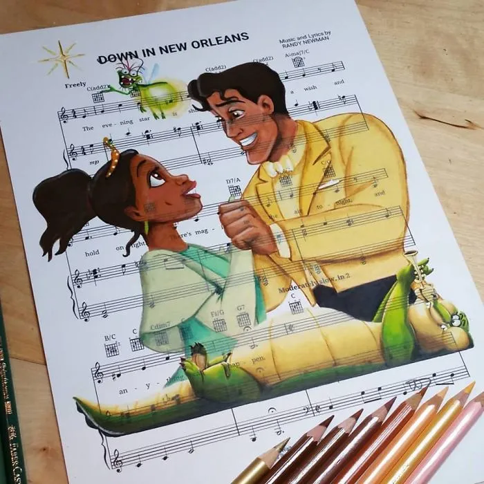 I Draw Scenes From Famous Animated Movies On Music Sheets Of Their Theme Songs