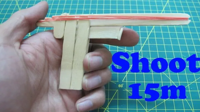Making Classic Rubber Band Shotgun – Wooden Pistol - Elastic Gun ( 3 Shoot )