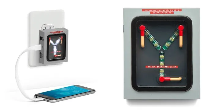 This "Back To The Future" Flux Capacitor Charger Lights Up When Your Phone's Battery Hits 88%