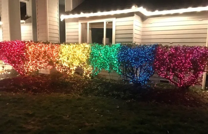 Woman Hangs 10,000 Rainbow Christmas Lights To Protest Against An Anti-LGBT Neighbor