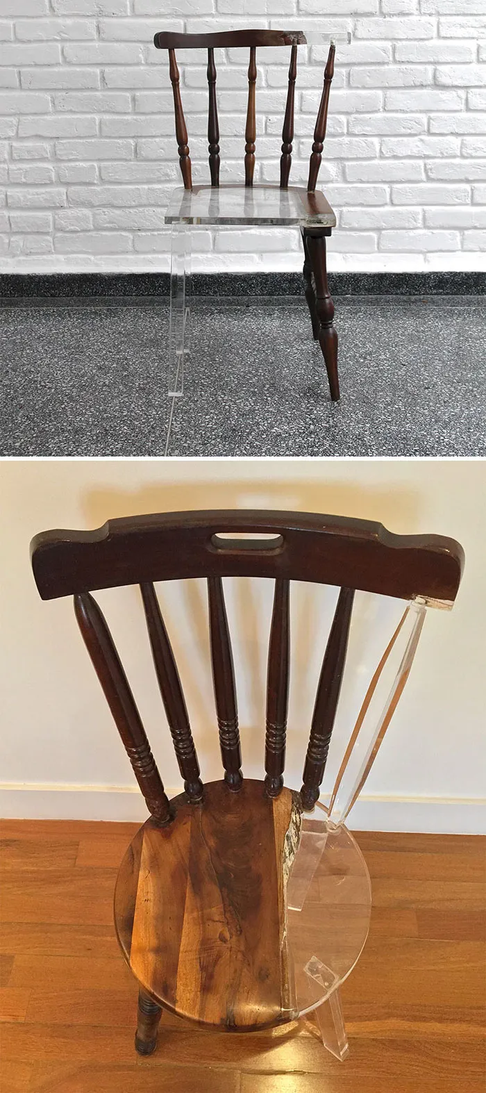 Artist “Fixes” Broken Wood Furniture With Translucent Materials