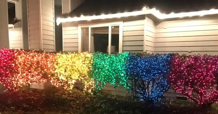 Woman Hangs 10,000 Rainbow Christmas Lights To Protest Against An Anti-LGBT Neighbor