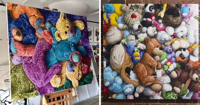 I Quit My Job To Paint Stuffed Animals That Bring Back Childhood Joy