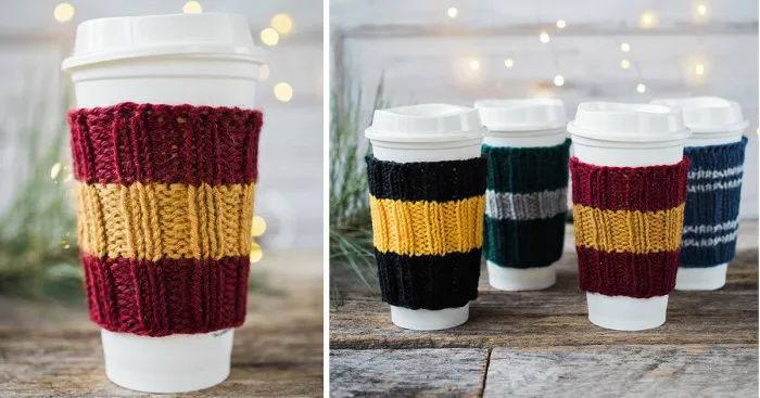 I Designed Knitted Coffee Cup Cozies To Show My Love For Hogwarts