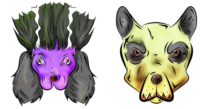 I Designed A Set Of Dogs Wearing Halloween Facepaint