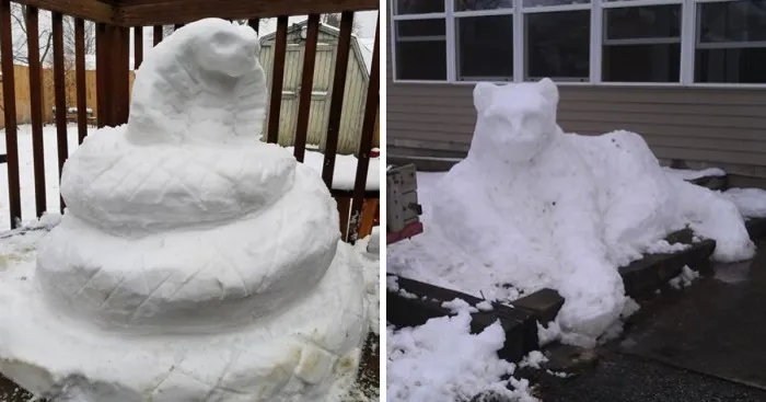 We Create These Snow Sculptures In Our Backyard