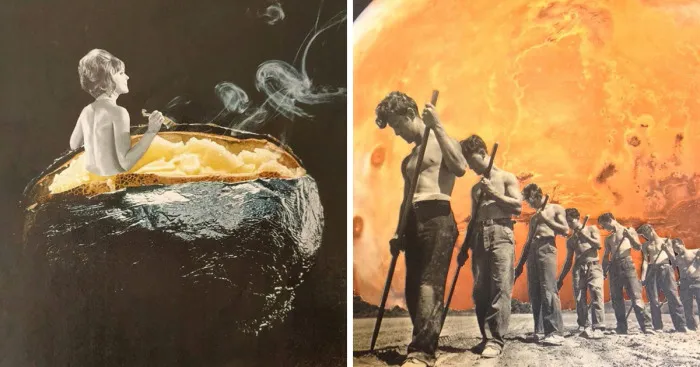 Collages That I Made The Old Fashioned Way, Using Vintage Magazines And Razor Blades