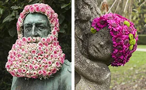 Florist Decorates Statues With Flower Beards And Crowns To Remind About Forgotten Monuments