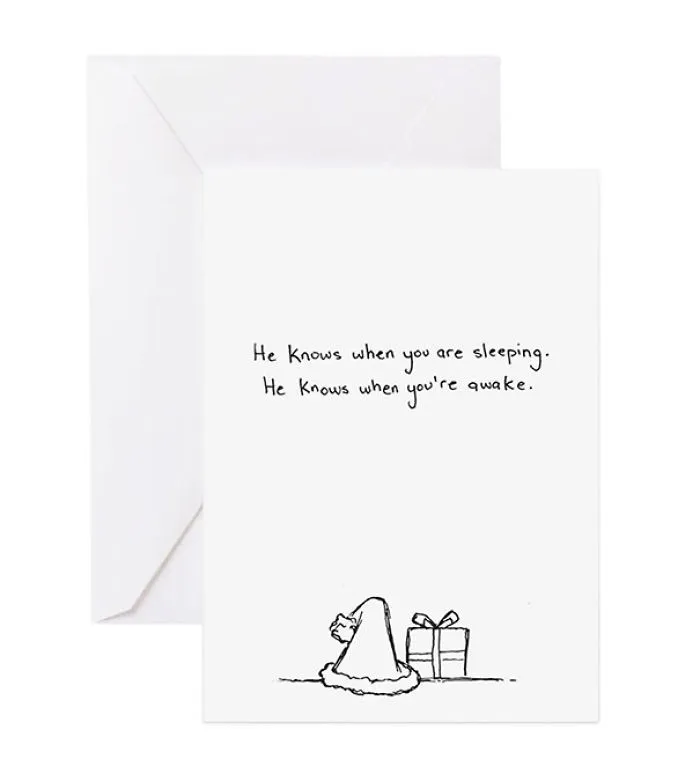 Rude Christmas card with Santa's hat and present, featuring a humorous twist on the classic holiday song lyrics.
