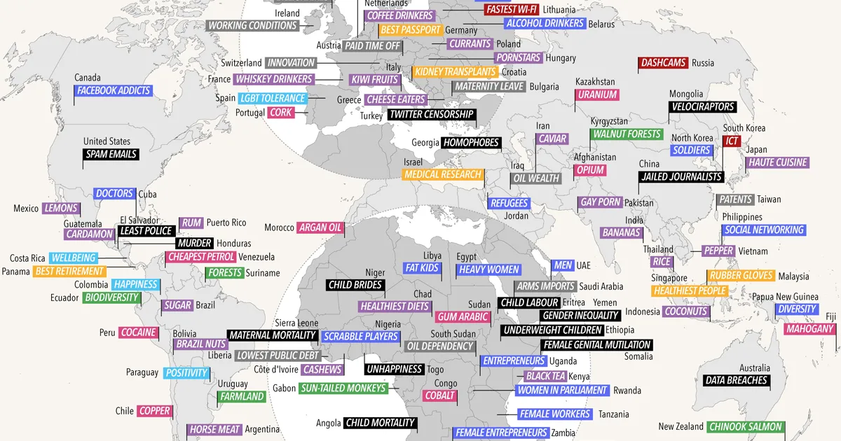 World Map Reveals What Different Countries Are Best At