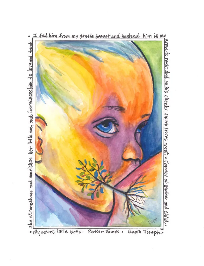 "Tree Of Life" Breastie Painting I Painted In Watercolor For My Daughter