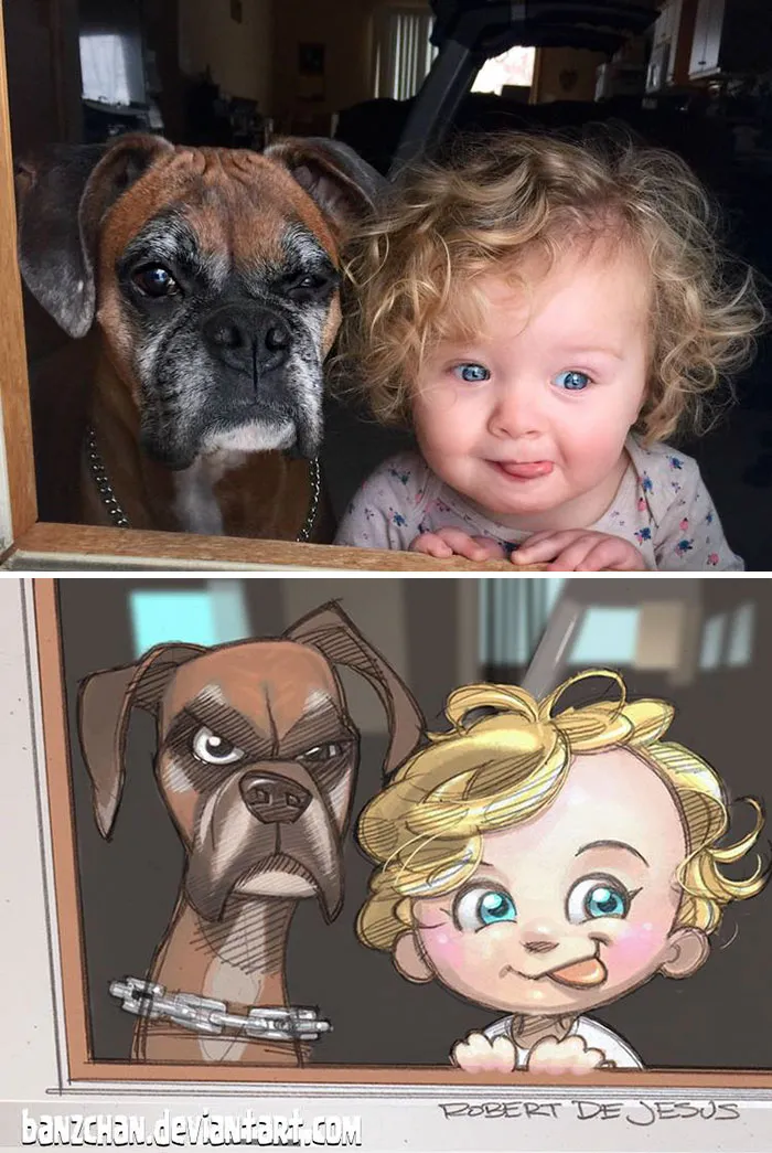Illustrator Turns People And Their Pets Into Cartoon Characters