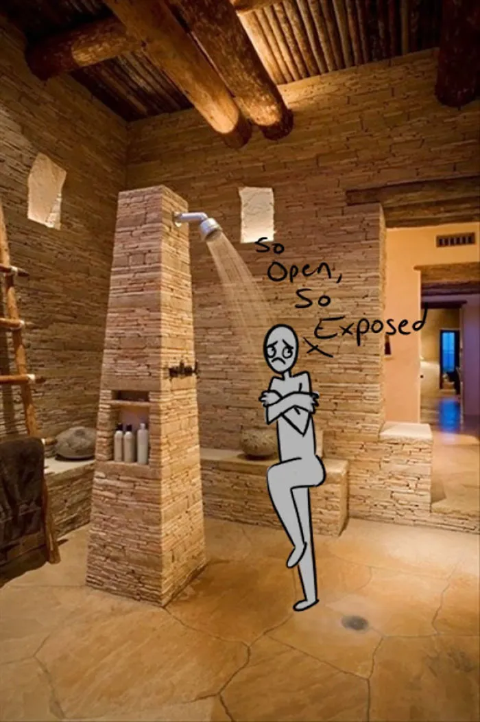 Artist Shows How Ridiculous Rich People's Showers Are By Doodling On Them