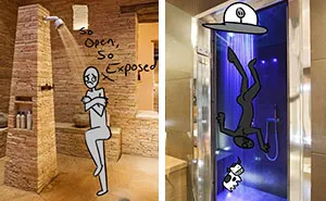 Artist Shows How Ridiculous Rich People's Showers Are By Doodling On Them