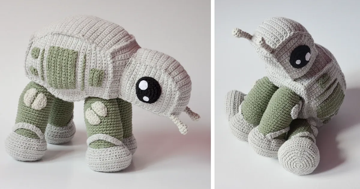 Patrón de ganchillo de un adorable Caminante AT-AT de la Guerra de las Galaxias