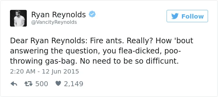 93 Times Ryan Reynolds Was The King Of Twitter
