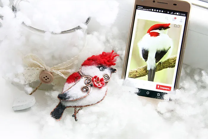 I Use Pictures Of Actual Birds To Felt Brooches With Character