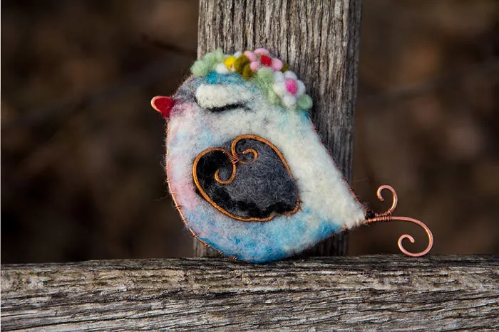I Use Pictures Of Actual Birds To Felt Brooches With Character