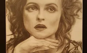 Drawing Of Helena Bonham Carter Using Only A Mechanical Pencil