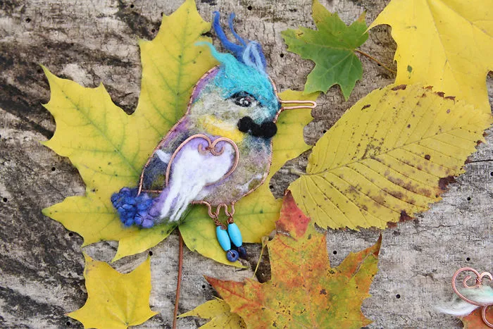 I Use Pictures Of Actual Birds To Felt Brooches With Character
