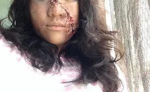 Horror Make-Up Made Out Of Tissue Paper, Glue And Old Make-Up