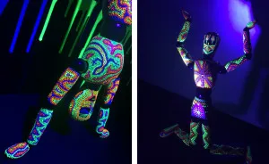 Artist Creates Vibrant Textured Art On Unusual Canvases That Glow In Black Light