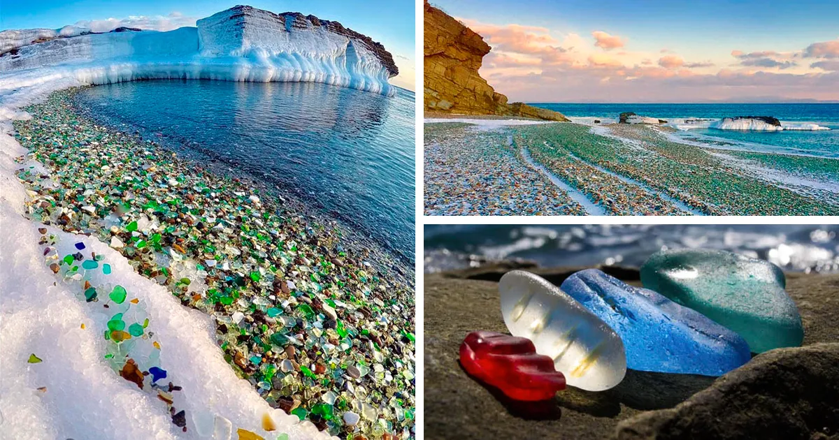En Rusia solían tirar a la bahía las botellas de vodka y cerveza, y el océano las convirtió en coloridas "piedrecitas" de cristal