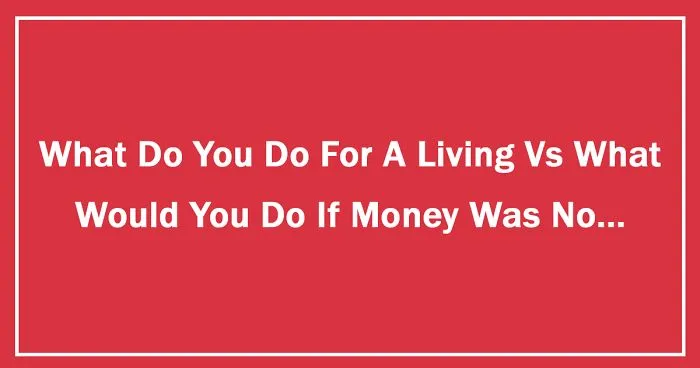 What Do You Do For A Living Vs What Would You Do If Money Was No Object?