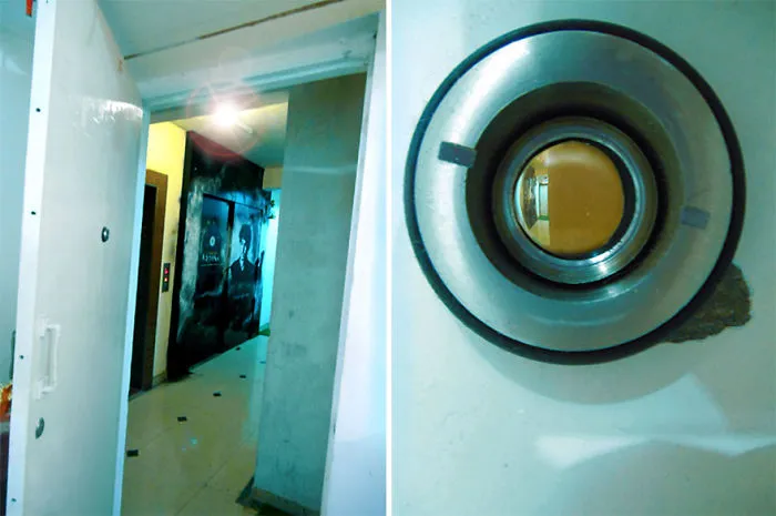 We Put Your Privacy First. Spy-Hole Fail (There's A Wall In Front Of The Spy-Hole)