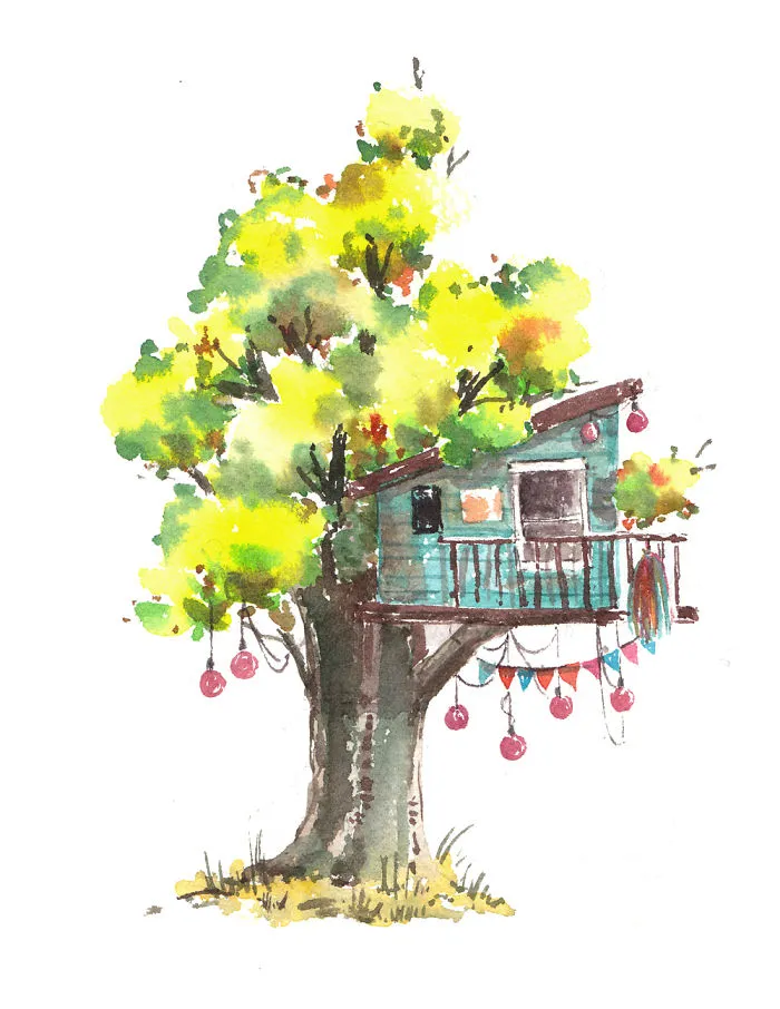 I Use Watercolours To Paint Whimsical Tree Houses