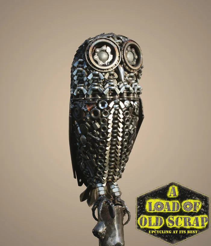 Tawny Owl Inspired Scrap Metal Sculpture