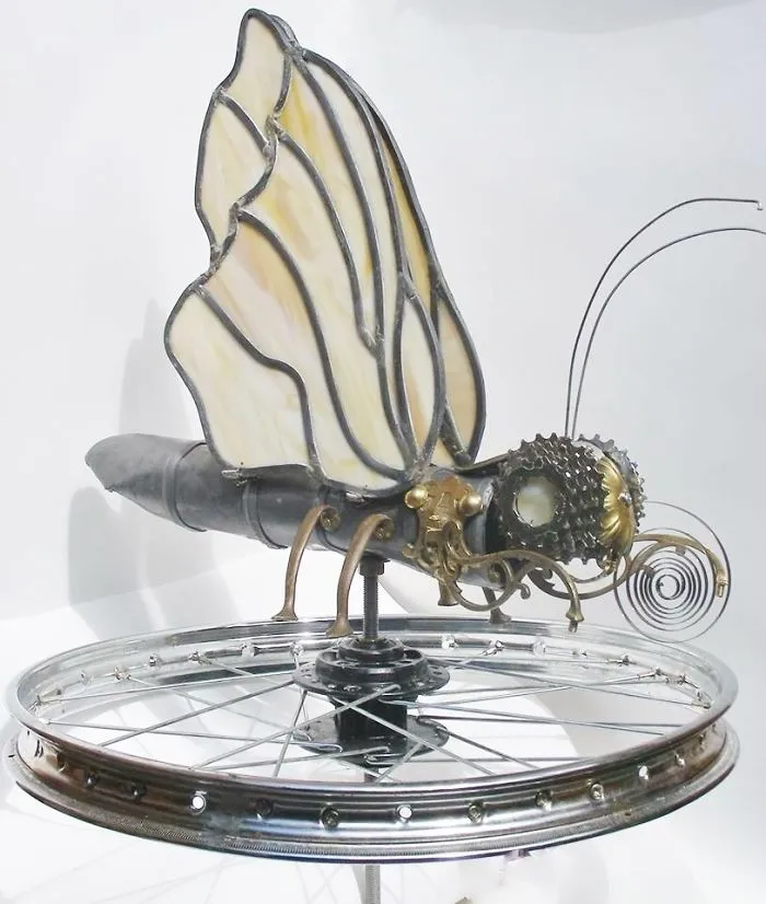 My Customer Asked For A Stained Glass And Scrap Metal Butterfly Weather Vane!
