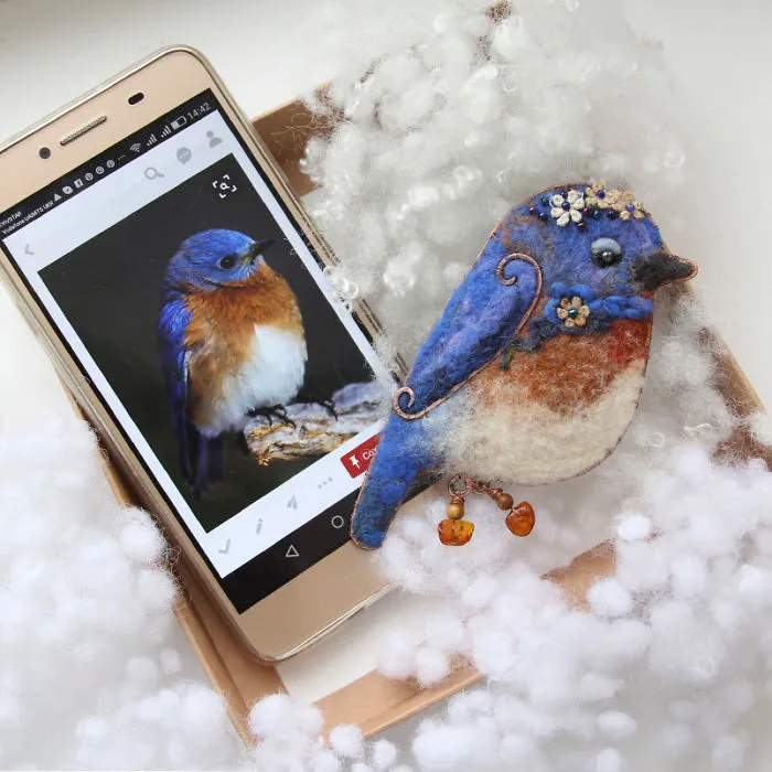 My Felt Bird Brooches  Made Like A Photo