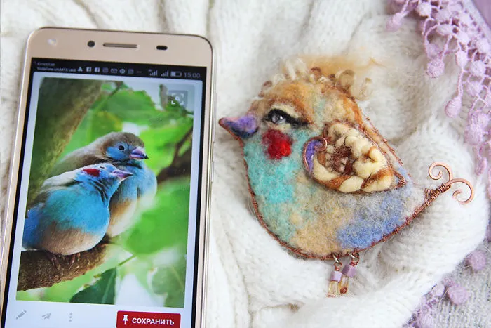 I Use Pictures Of Actual Birds To Felt Brooches With Character