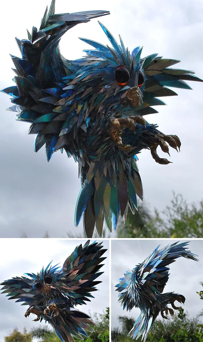 Artist Turns Old CDs Into Amazing Sculptures Instead Of Throwing Them Away