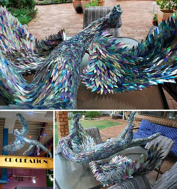 Artist Turns Old CDs Into Amazing Sculptures Instead Of Throwing Them Away