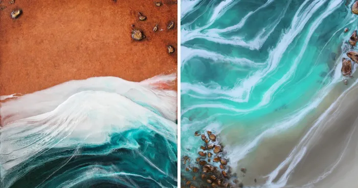 Artist Captures Aerial Photo-Realistic Ocean Views In Resin Paintings