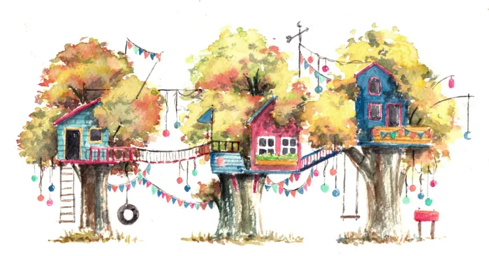 I Use Watercolours To Paint Whimsical Tree Houses