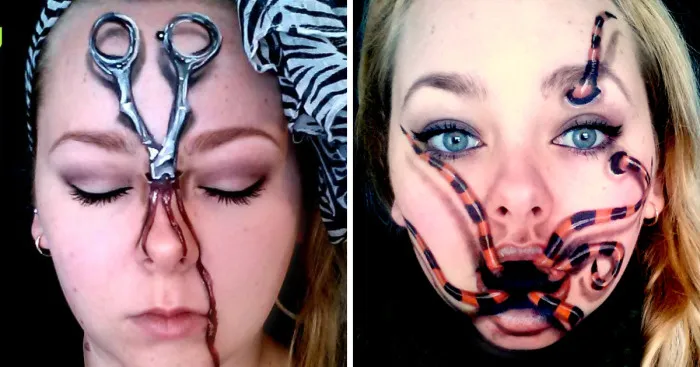 I'm A French-Canadian Illusion Painter, I Do 3d With Only Facepaint!