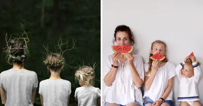 Mother Of Two Takes Adorable Photos Of Herself And Her Daughters In Matching Clothing