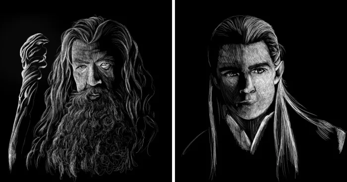Artist Creates Amazing Lord Of The Rings Scratchboard Art