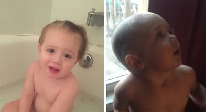 Kids with self-cut hair in a bathtub, looking curious and unaware of their haircut choices.