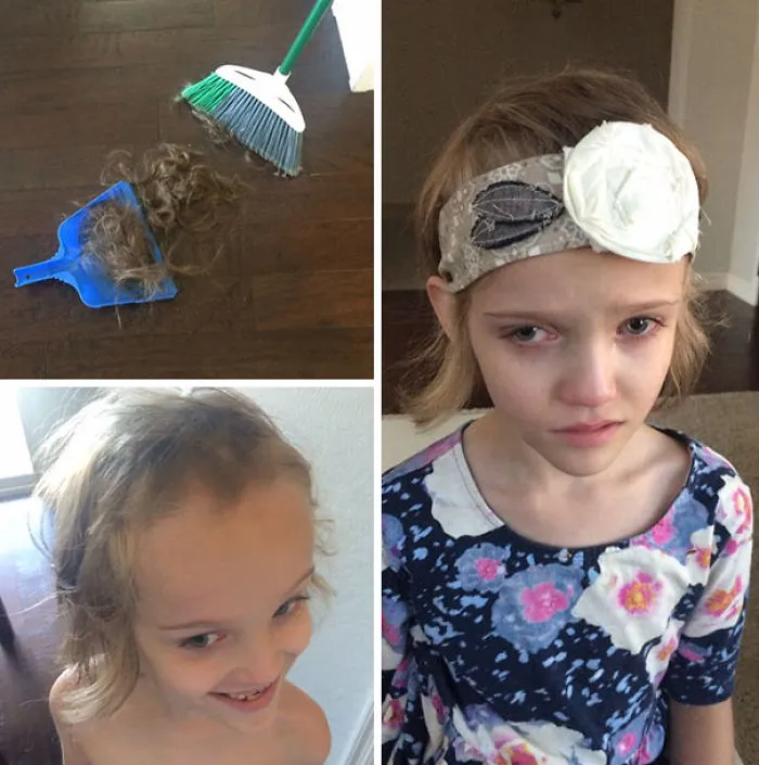 My Daughter Gave Herself This Haircut. When Asked What She Thought When She Looked In The Mirror And Saw What She Had Done, She Said, "I Thought I Looked Fab"