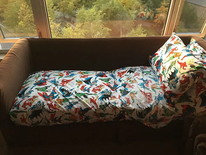 I'm Staying At My Parents Place For The Night. My Mom Prepared The Couch For Me. I'm 27