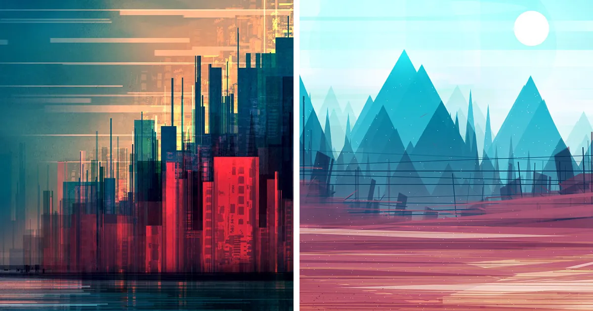 Paisajes urbanos geométricos, por el ilustrador Scott Uminga