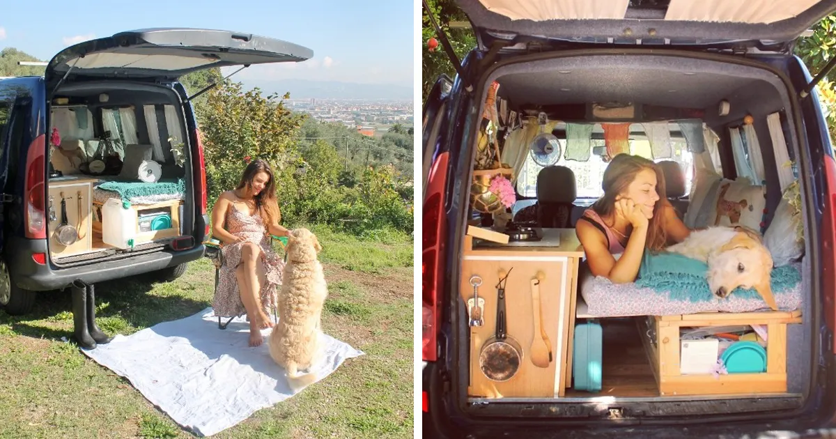 Esta mujer restauró una vieja furgoneta para viajar por el mundo con su perro