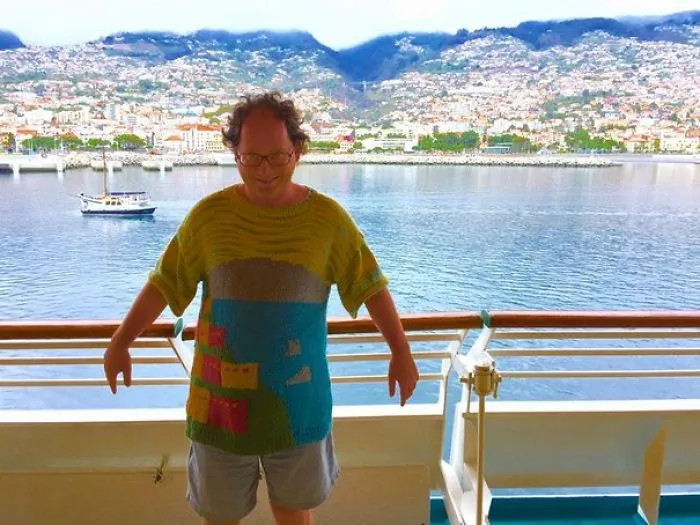 Guy Makes Sweaters Of Places And Then Photographs Himself In Those Places