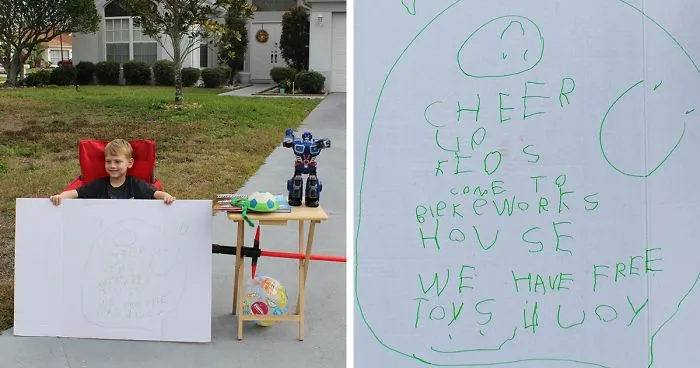 My Son Set Up “Free Toy” Stand For Kids In Need