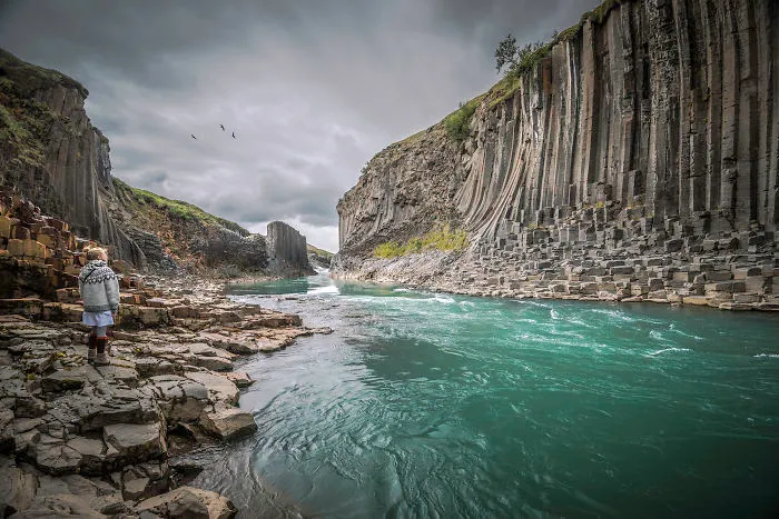Stuðlagil Canyoun At Jökuldalur In Eastern Region In Iceland